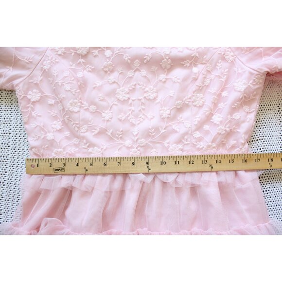 JessaKae Harper Pink Ruffled Midi Dress XL Tulle tiered Ballerina Cocktail Party - Picture 3 of 7